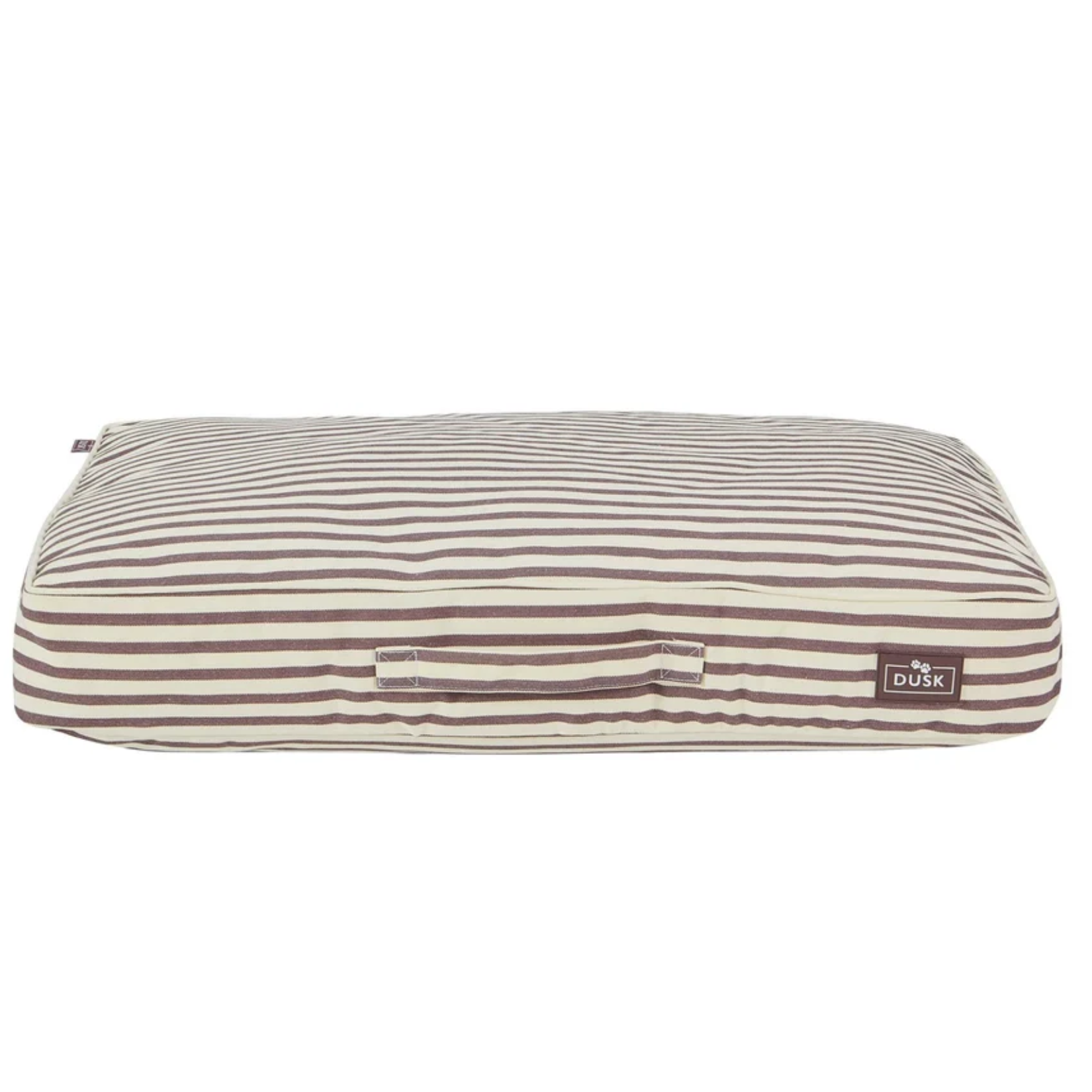 a white and pale brown stripe dog pet mattress bed