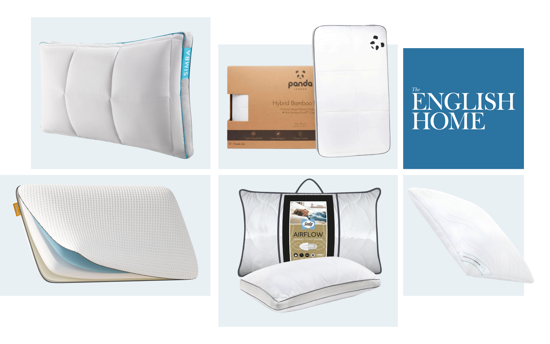 best memory foam pillows collage with the english home logo