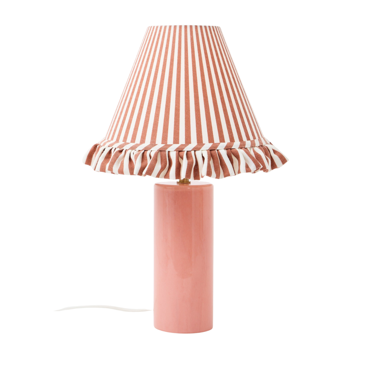pink stripe ruffle lamp