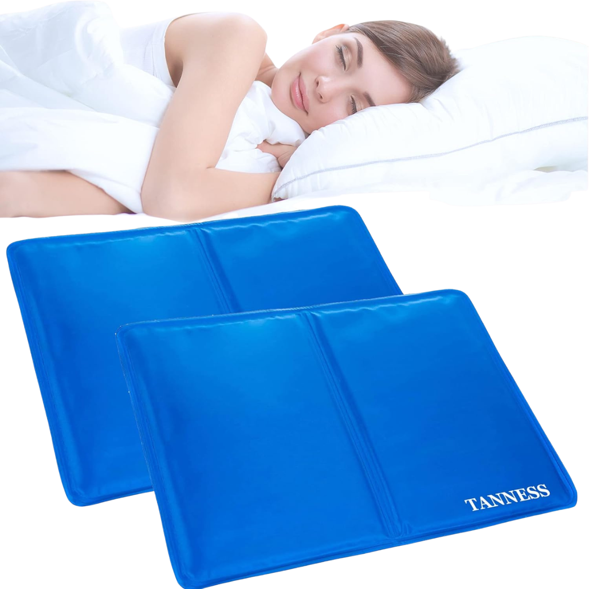 pack of two blue cooling pillow pads