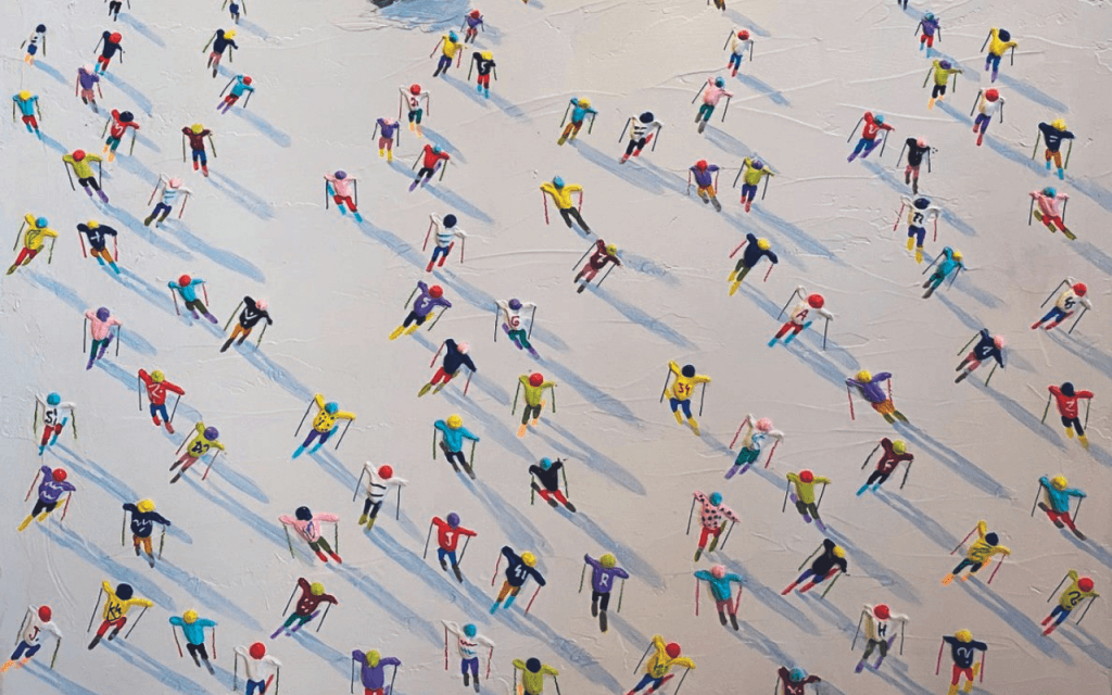 The Last Lift, Acrylic on Canvas, 99cm x 99cm