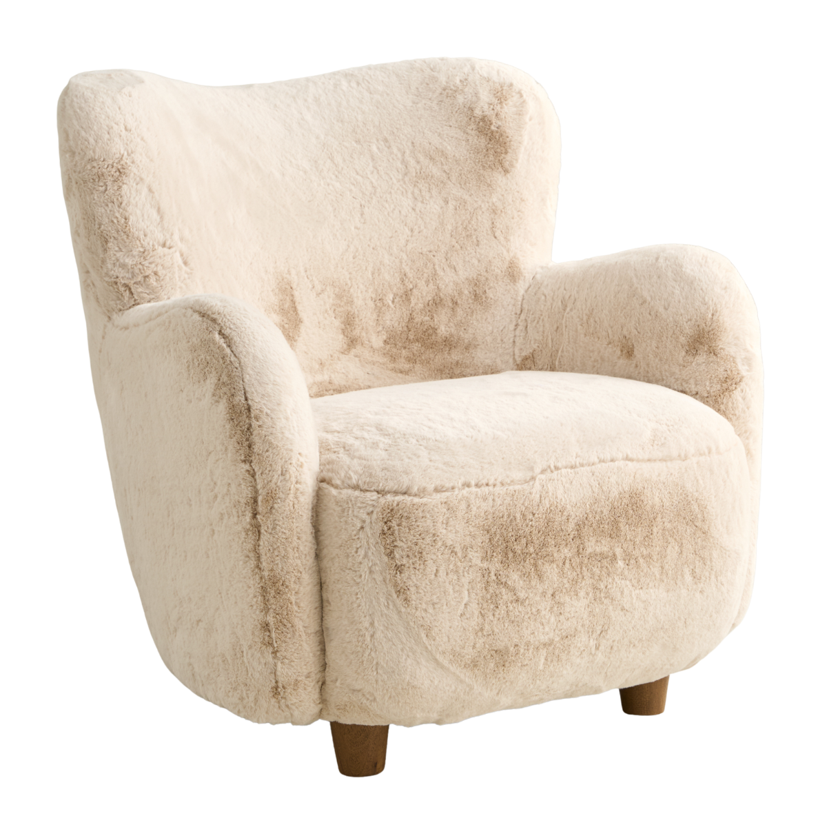 a cream fur accent chair