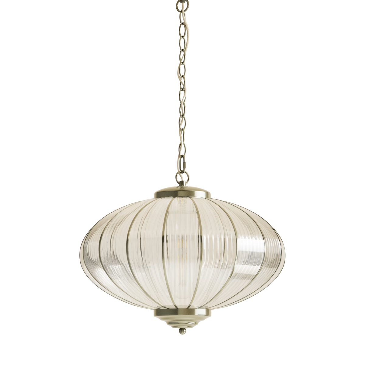 M&S Gemball Glass Ribbed Pendant Light