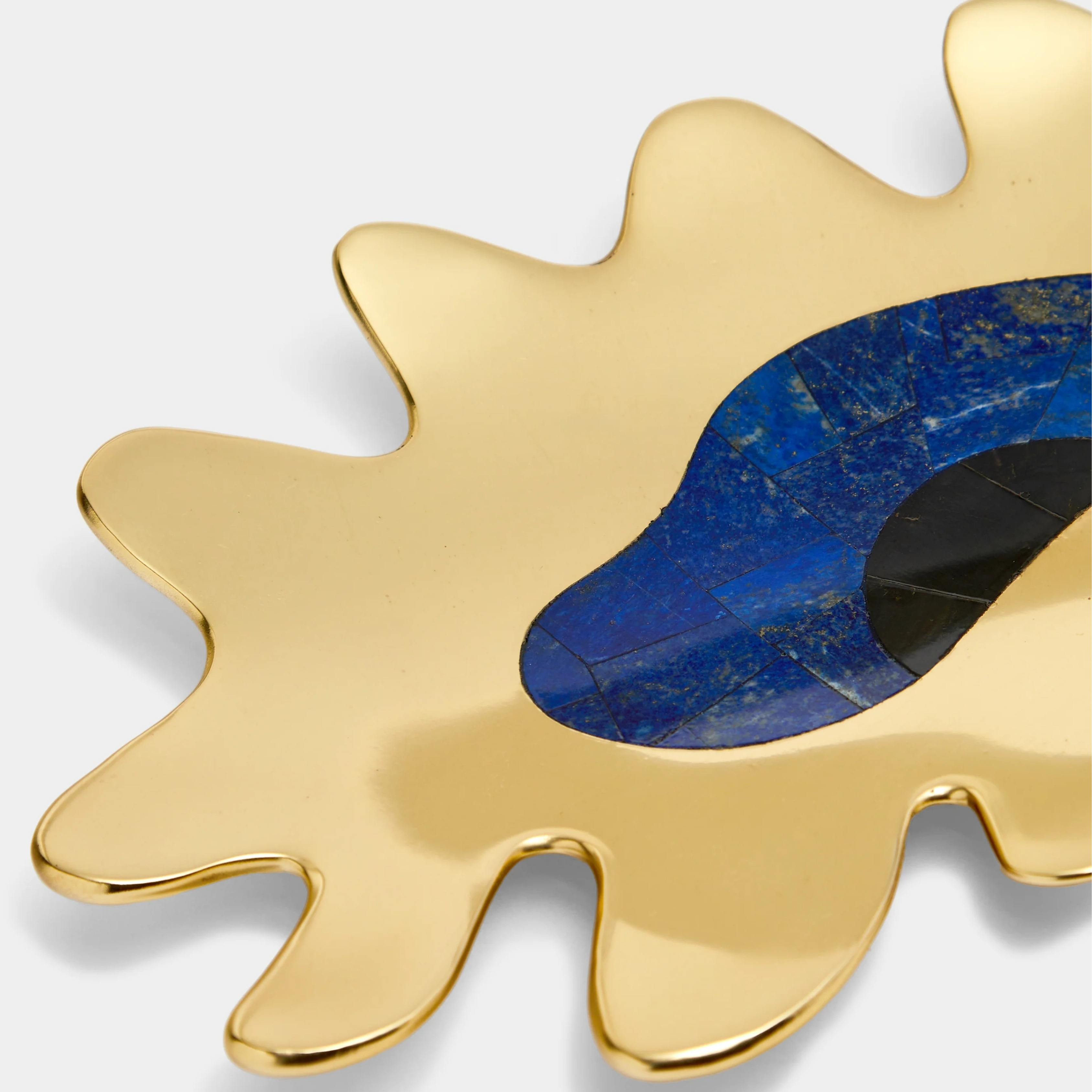 Evil Eye Brass Bowl gold accents pictured on a white background greek inspired interiors