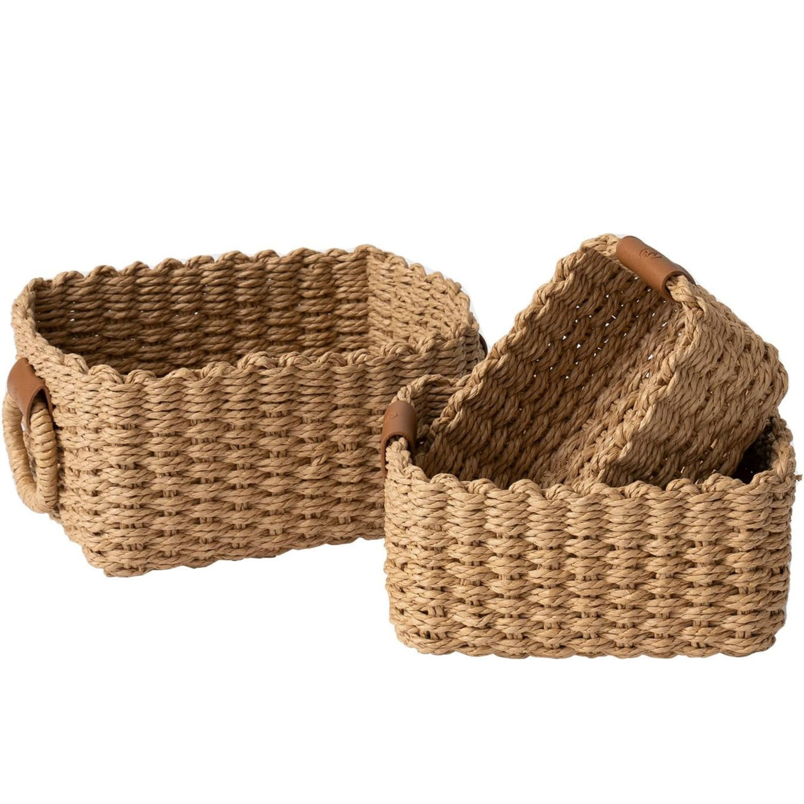 La Jolíe Muse woven basket pictured set of three on a white background
