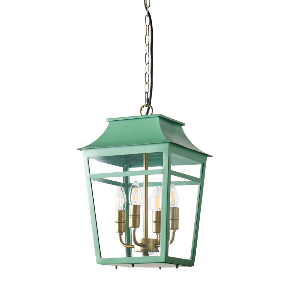 green lantern pendant with 4 bulbs