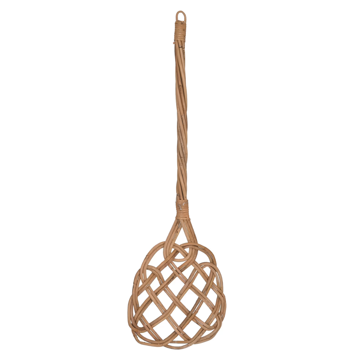 a brown rattan rug beater