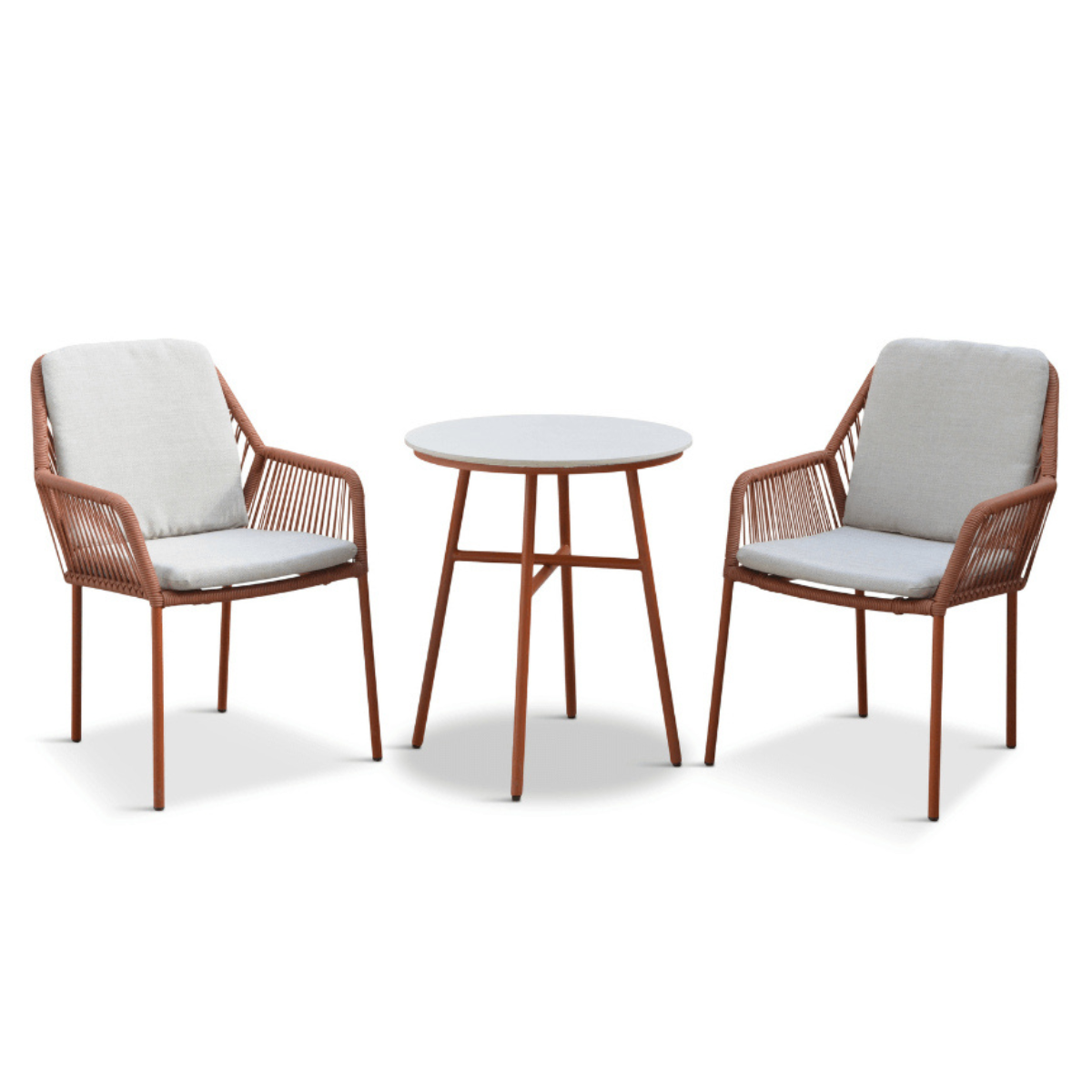 a teracotta orange bistro set