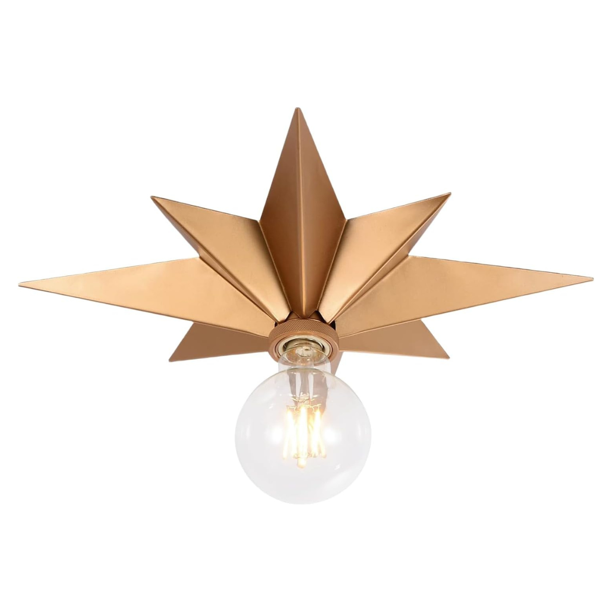 a bronze star shaped flush ceiling light