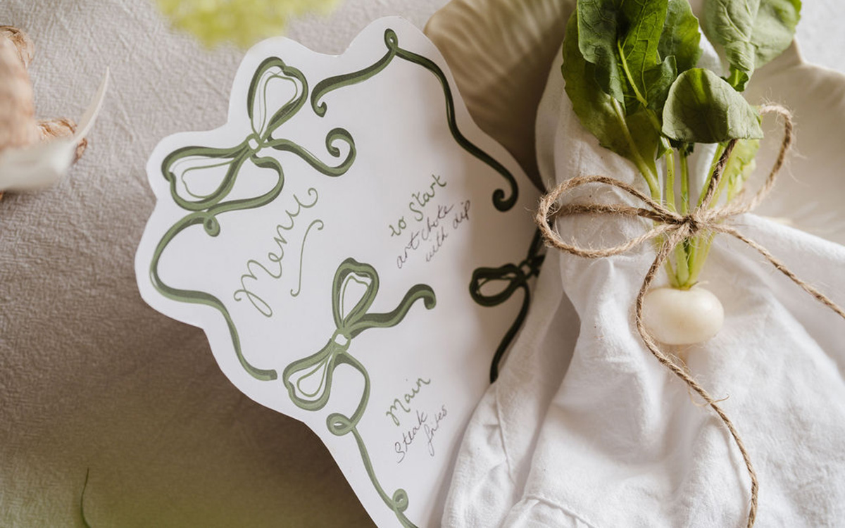 an easter menu with a radish decoration