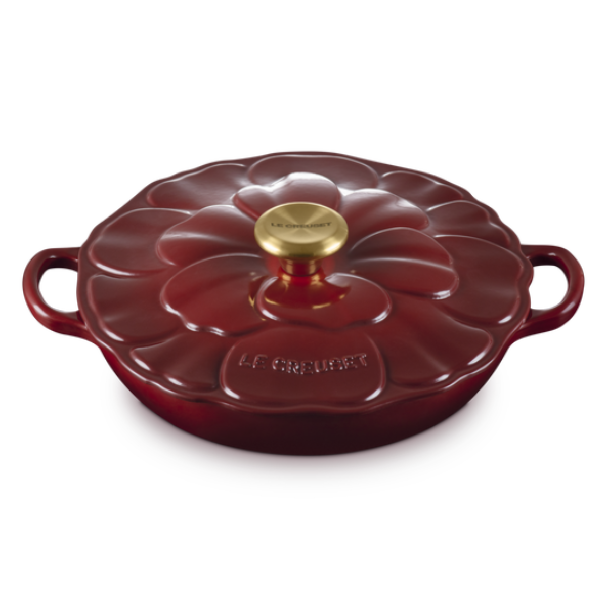 Cast Iron Petal Shallow Casserole in Garnet