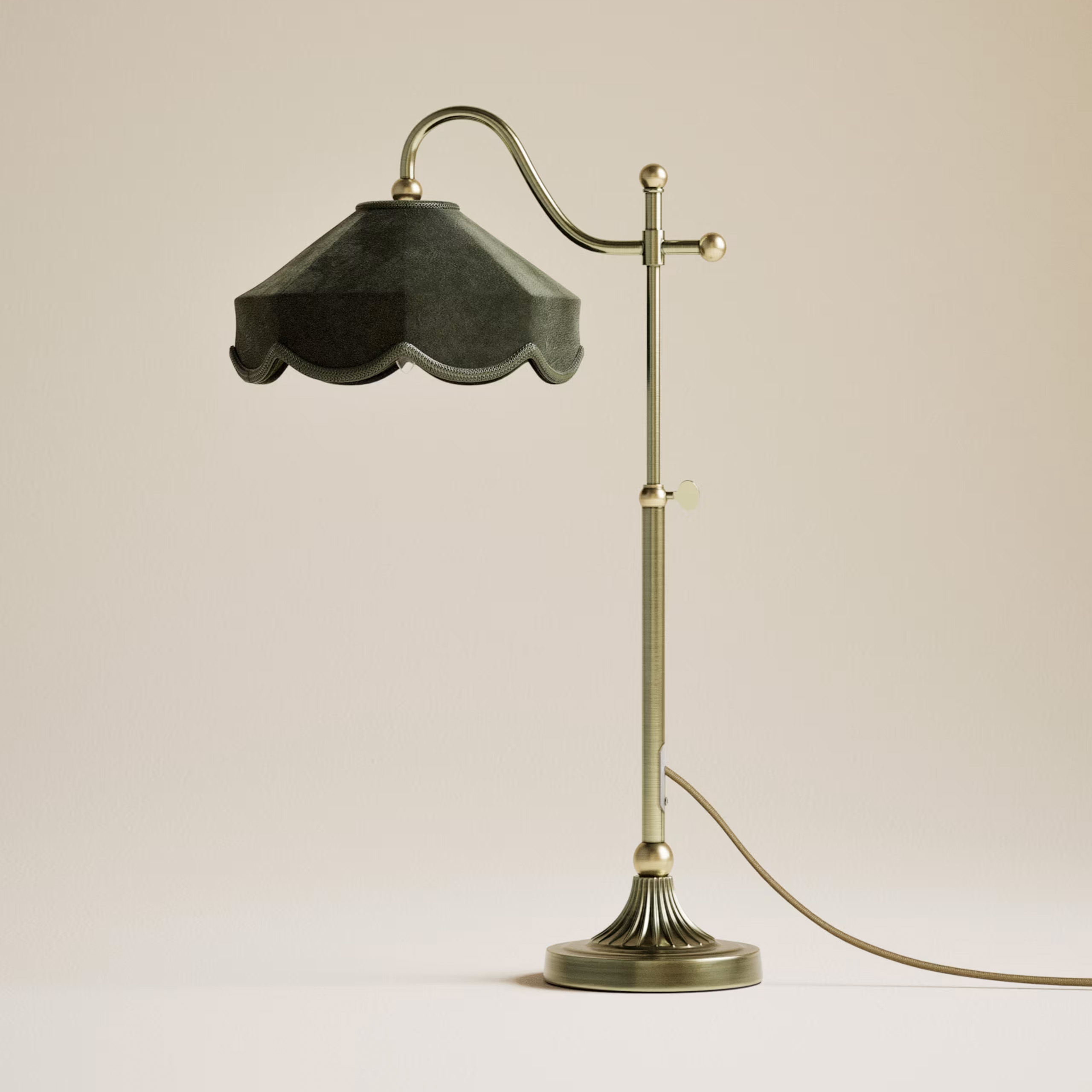 green velvet and gold lamp