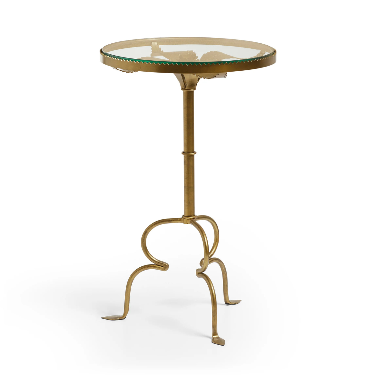 antique gold side table with glass top