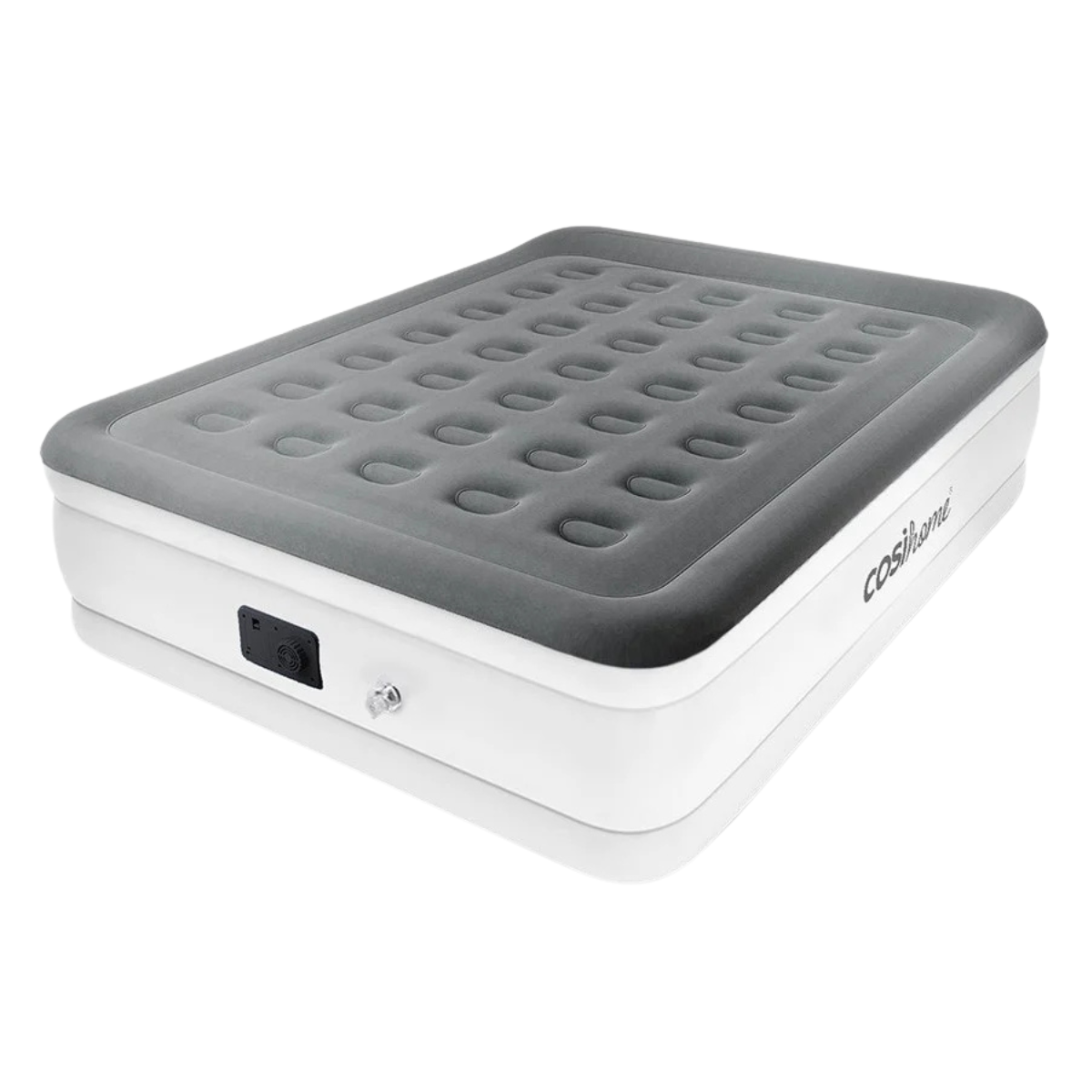a white and grey air bed