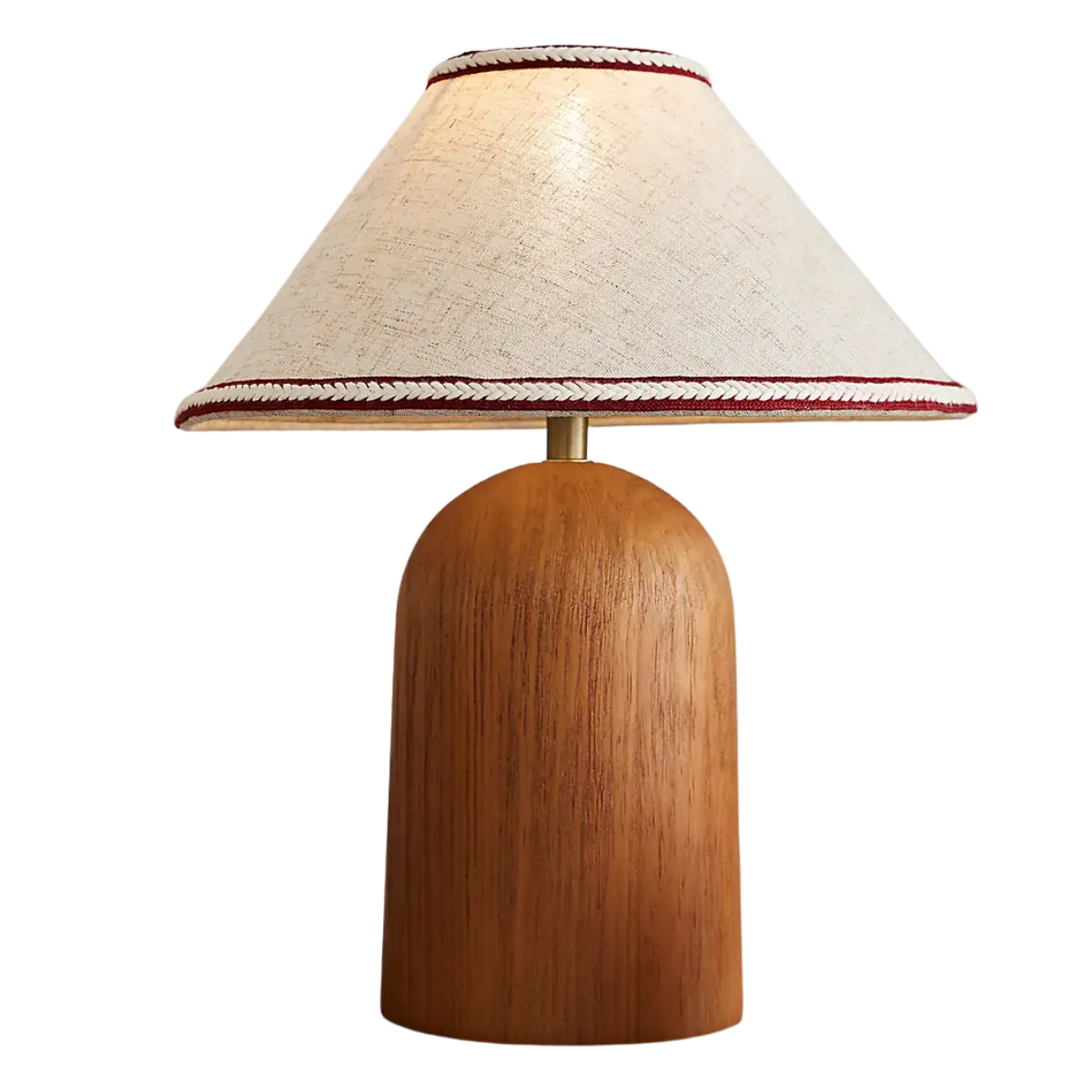 wooden lamp with cream shade