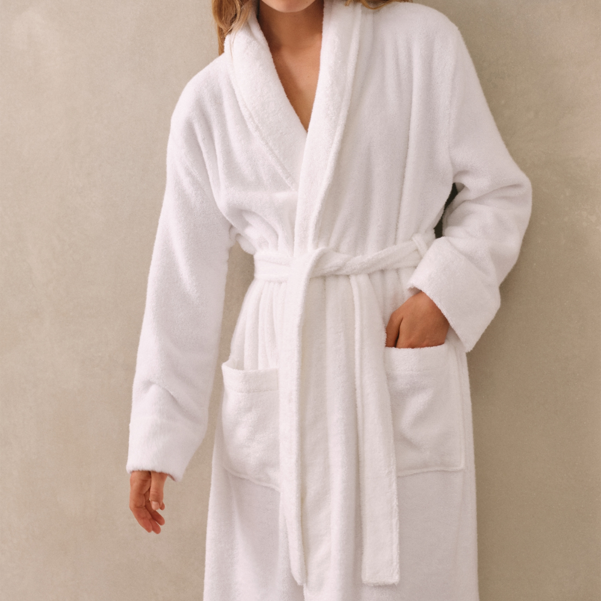 a white bath robe