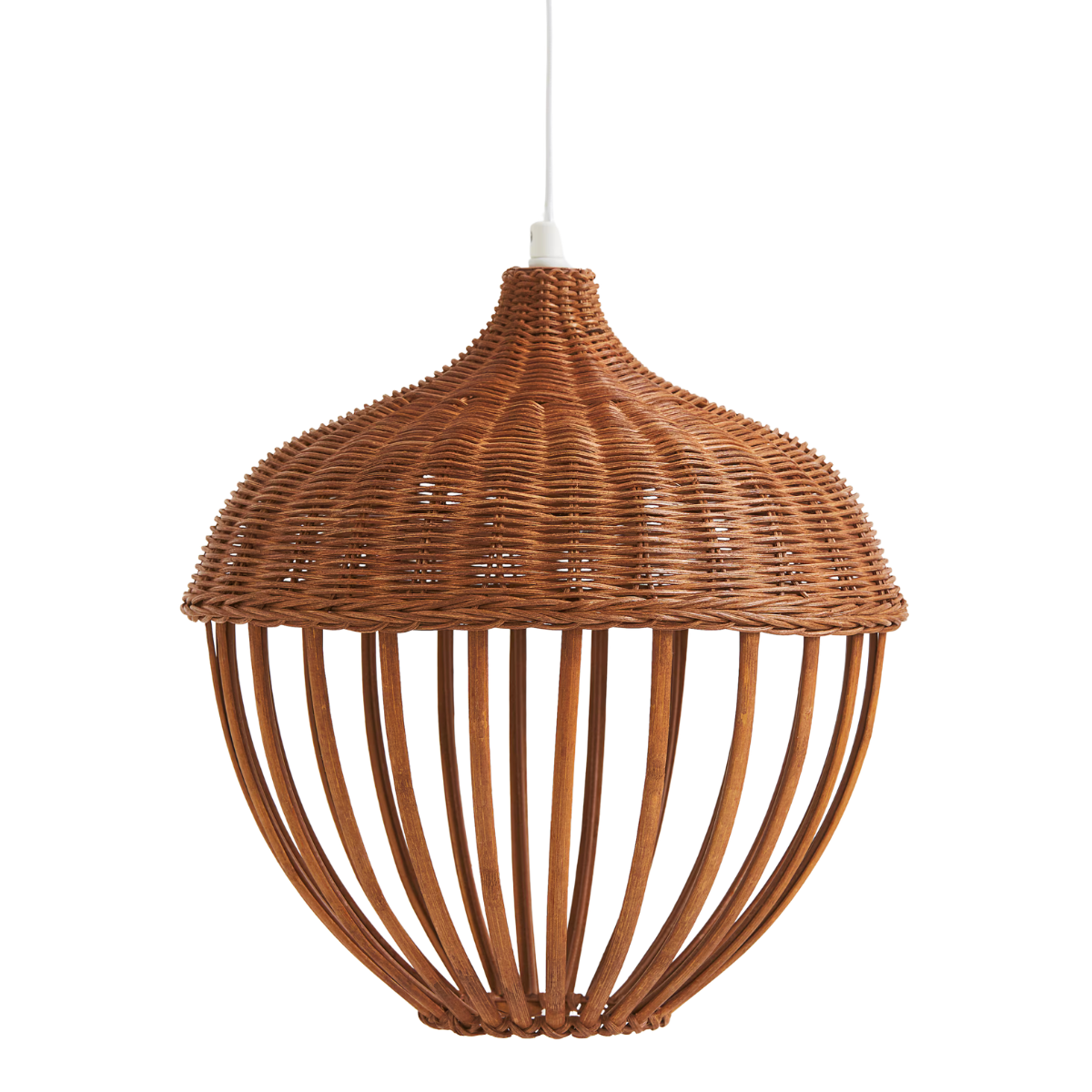 an acorn shape rattan pendant light
