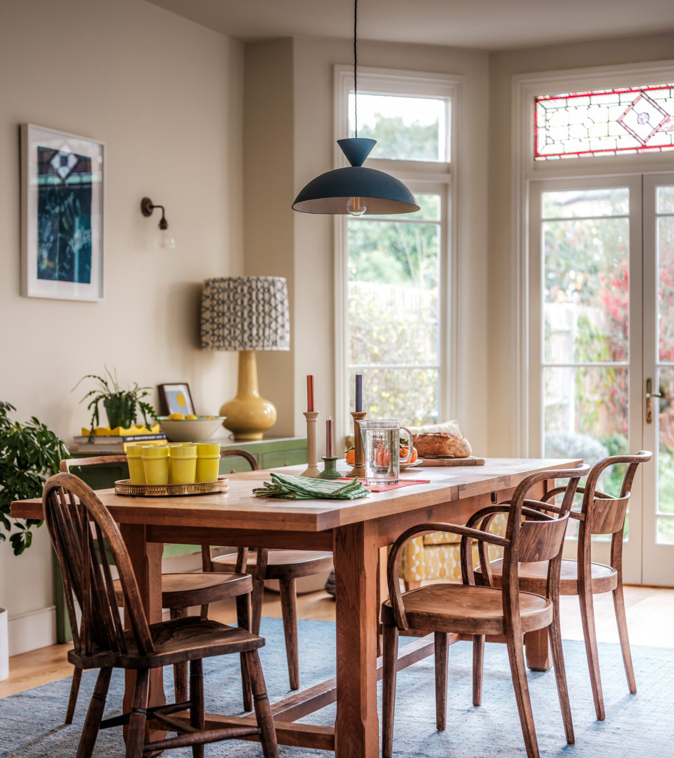 paint and paper library clay in a dining room with wooden table and chairs