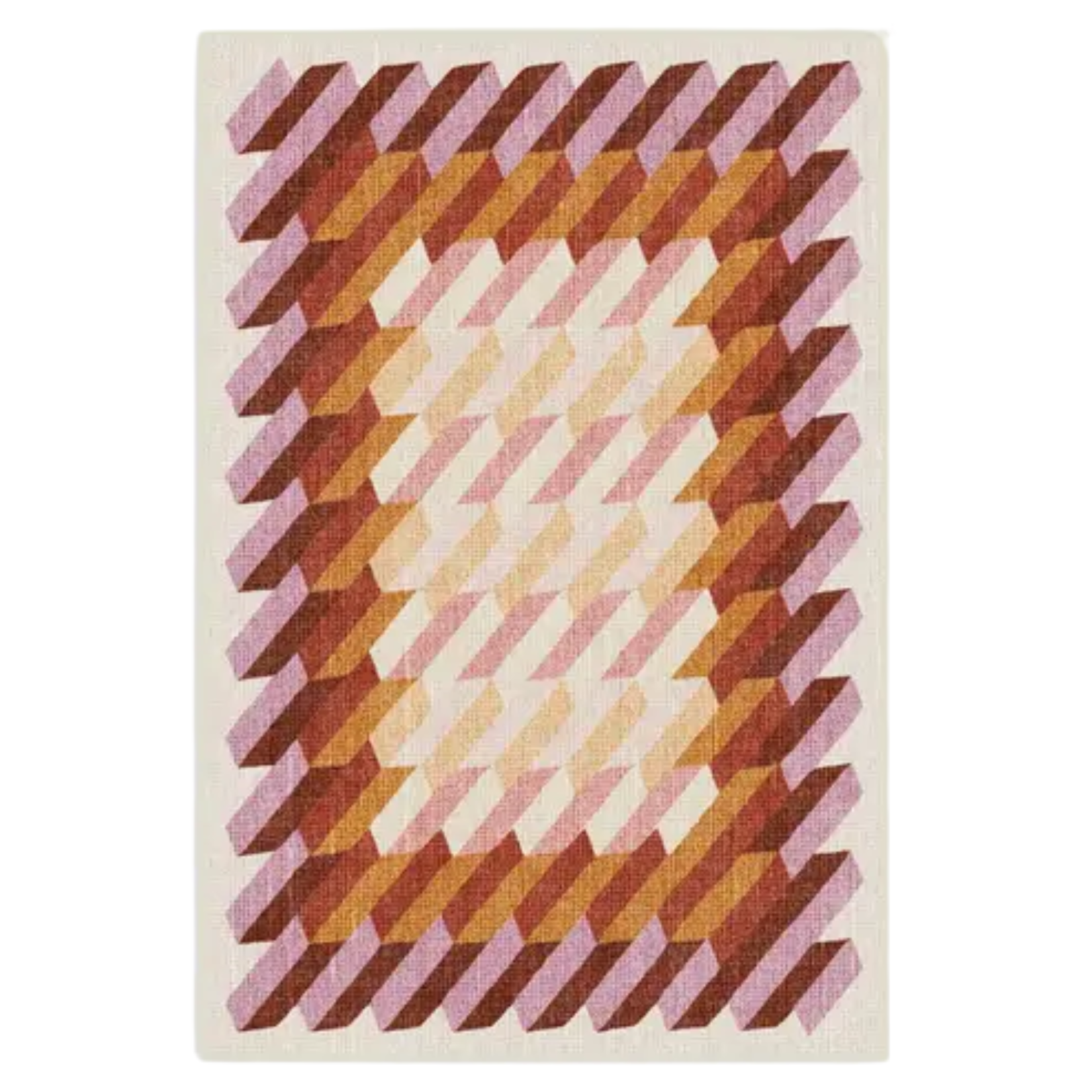 white red and pink geometric rug