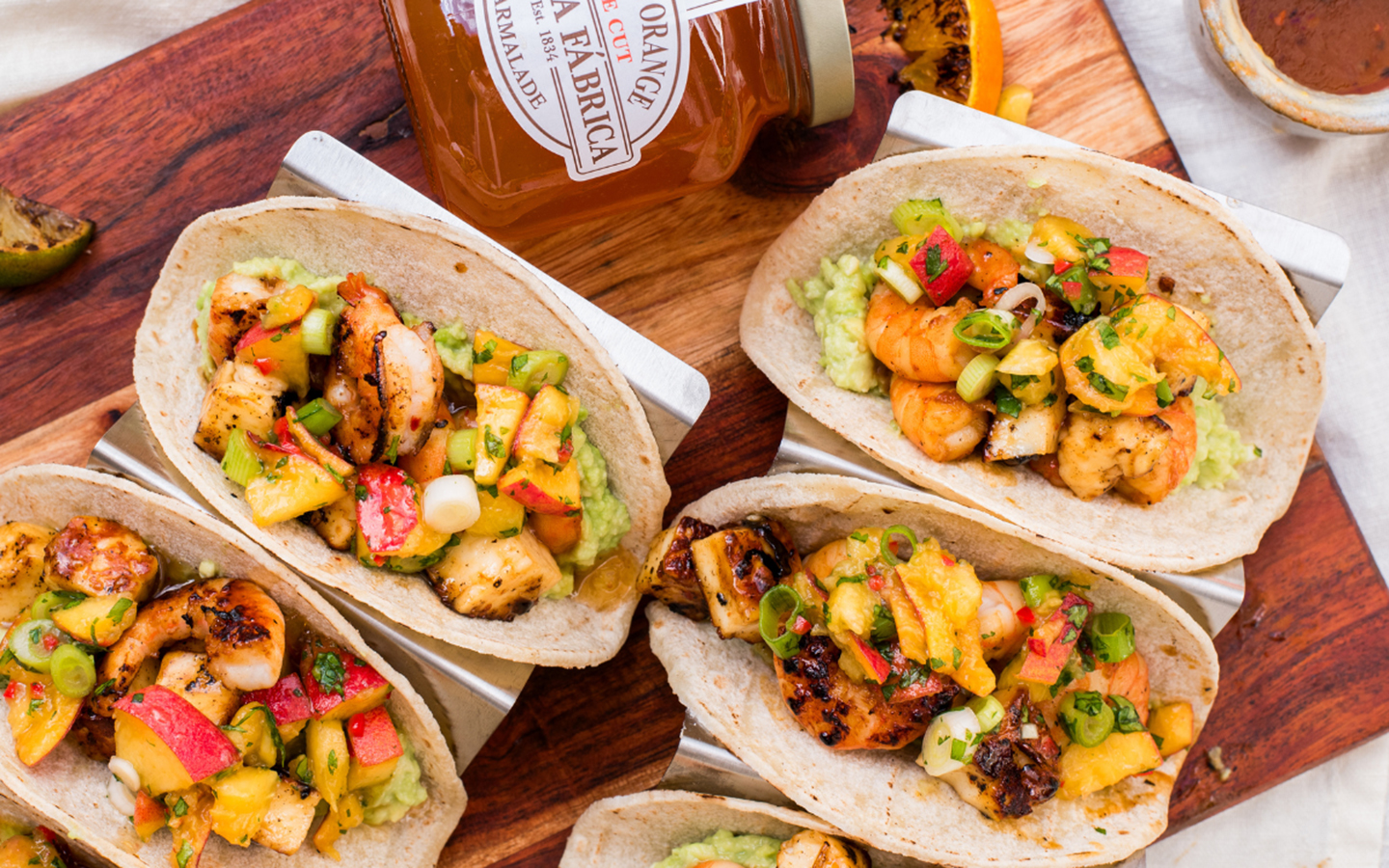 prawn and halloumi tacos