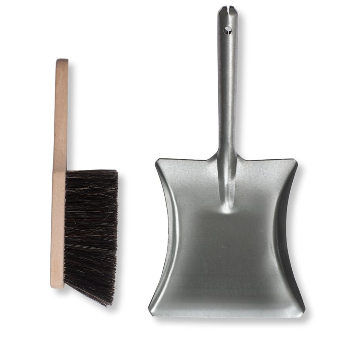 galvanised steel pan and wooden brush