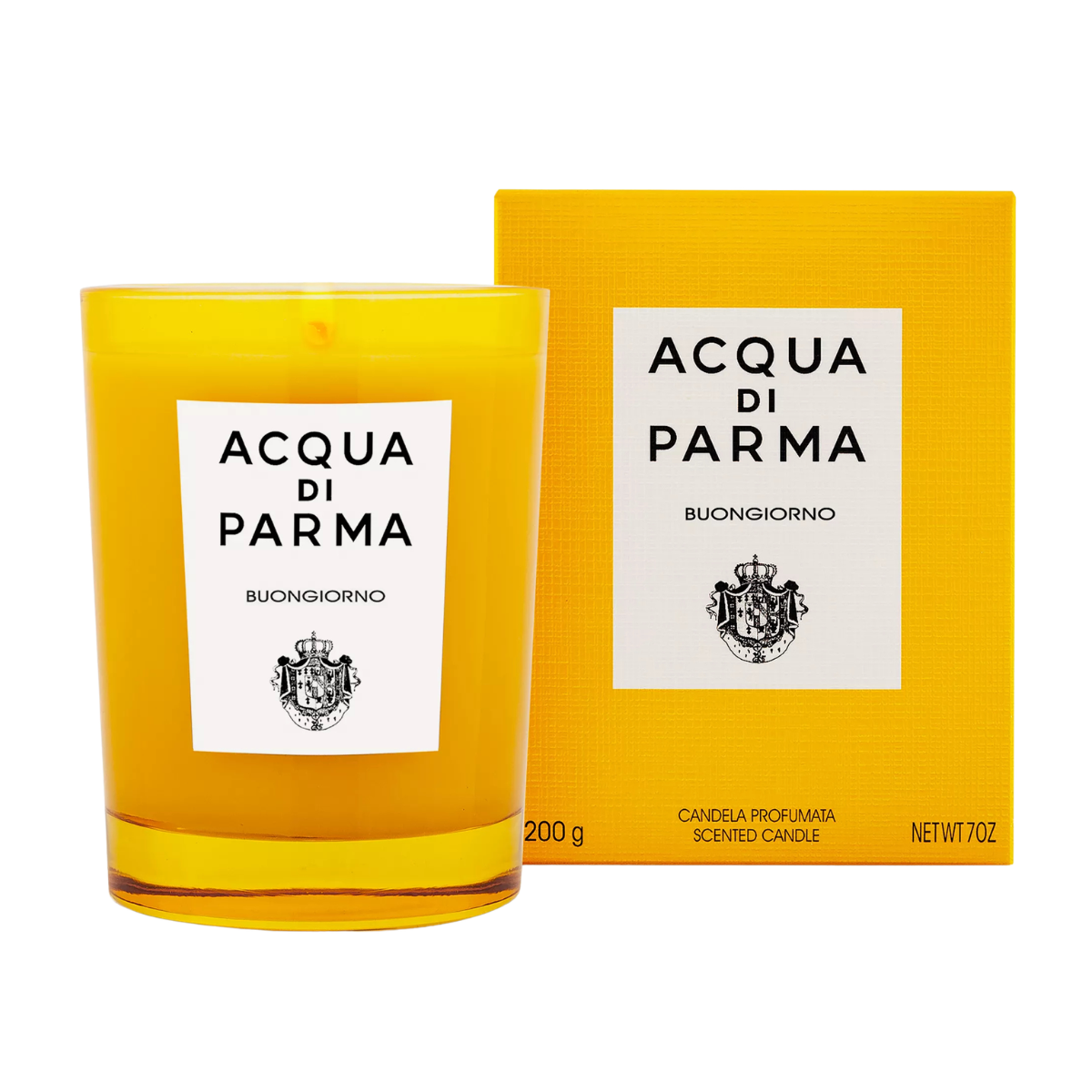 Buongiorno acqua di parma scented candle in a yellow jar and box