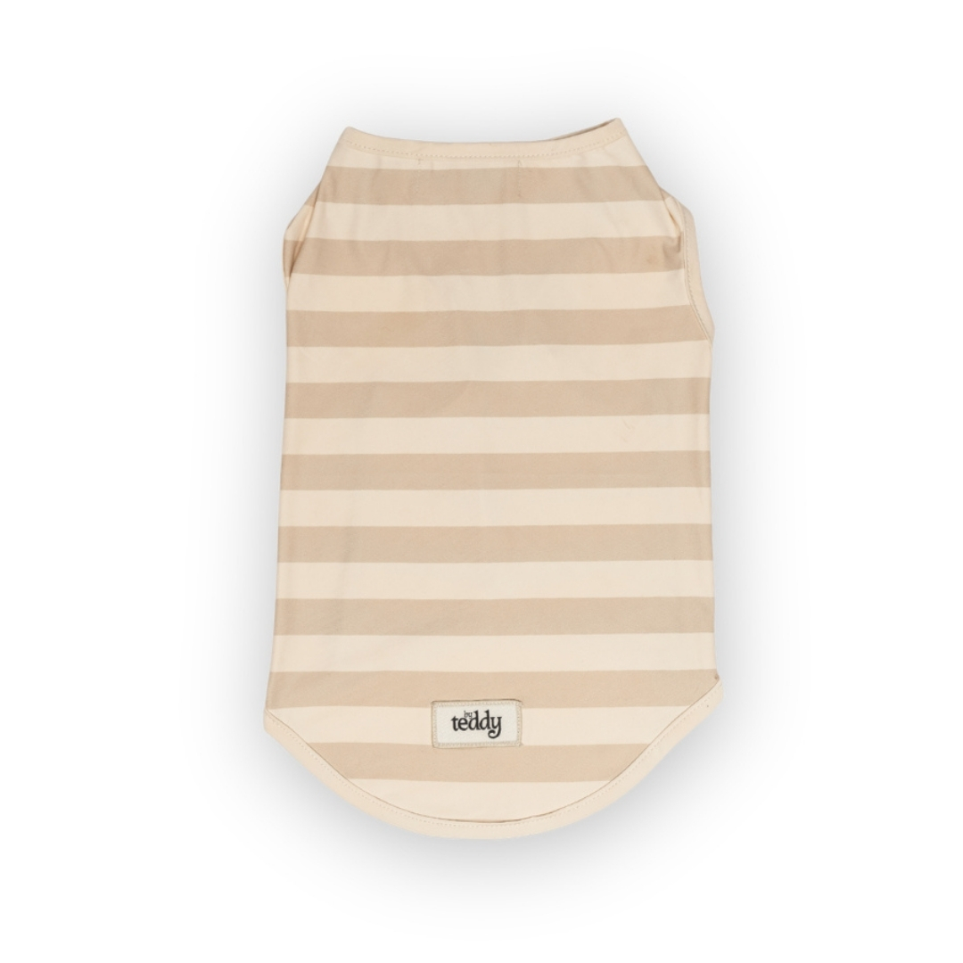 By Teddy Cooling Dog Vest Hazelnut Stripe pictured on a white background