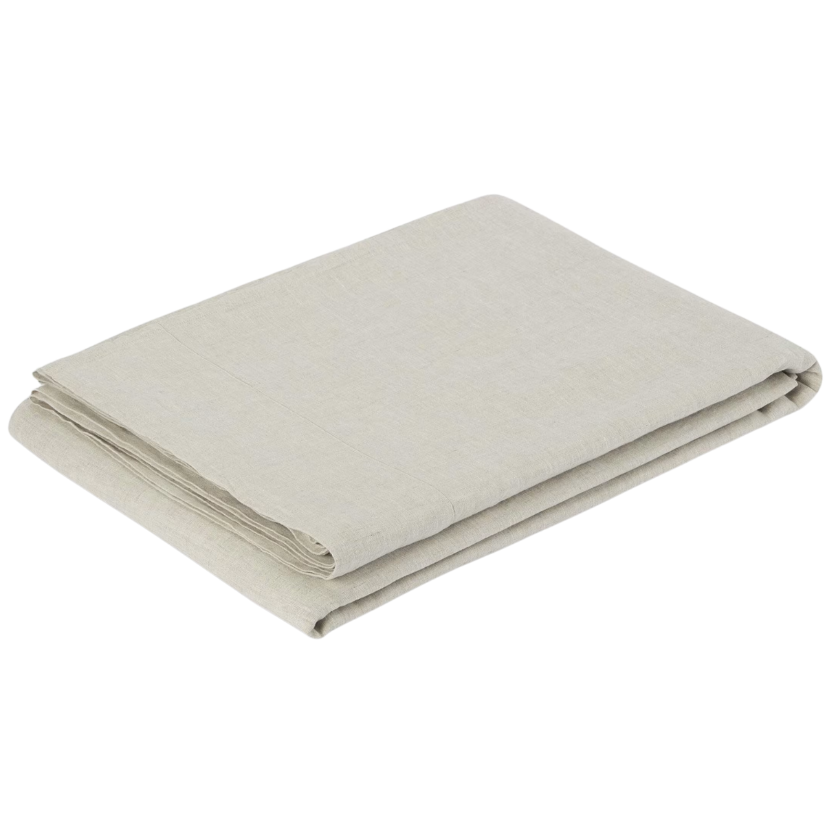 A BEIGE LINEN FOLDED FLAT SHEET