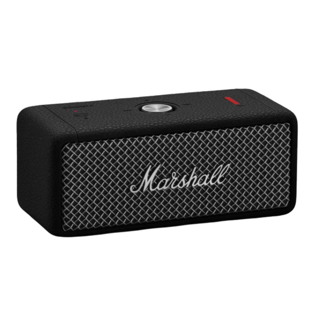 a black marshall portable speaker
