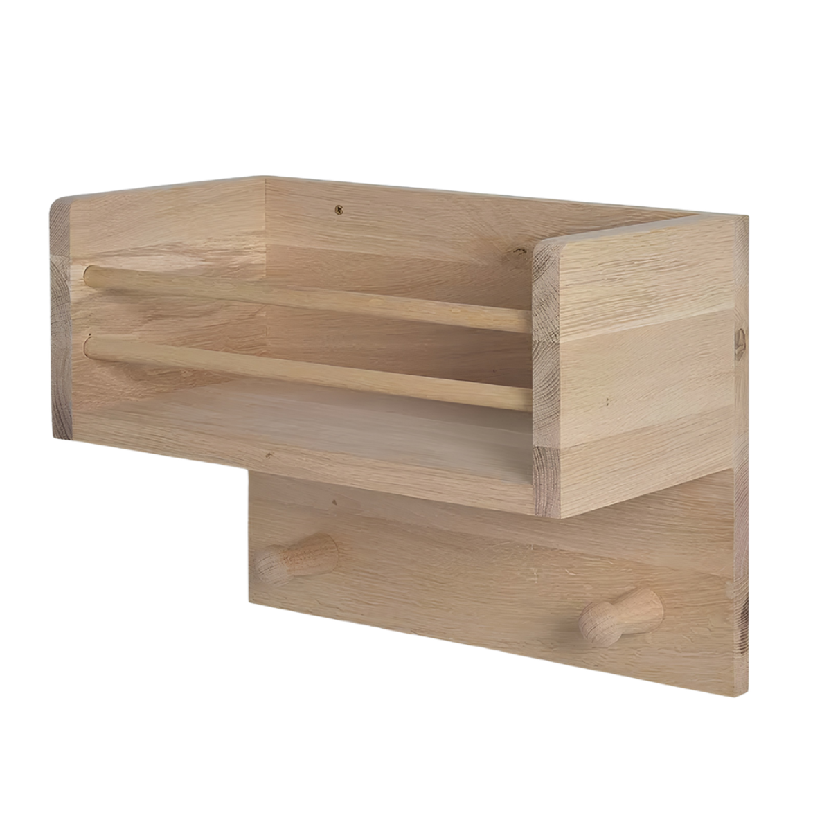 wooden ironing board storage and shelf unit