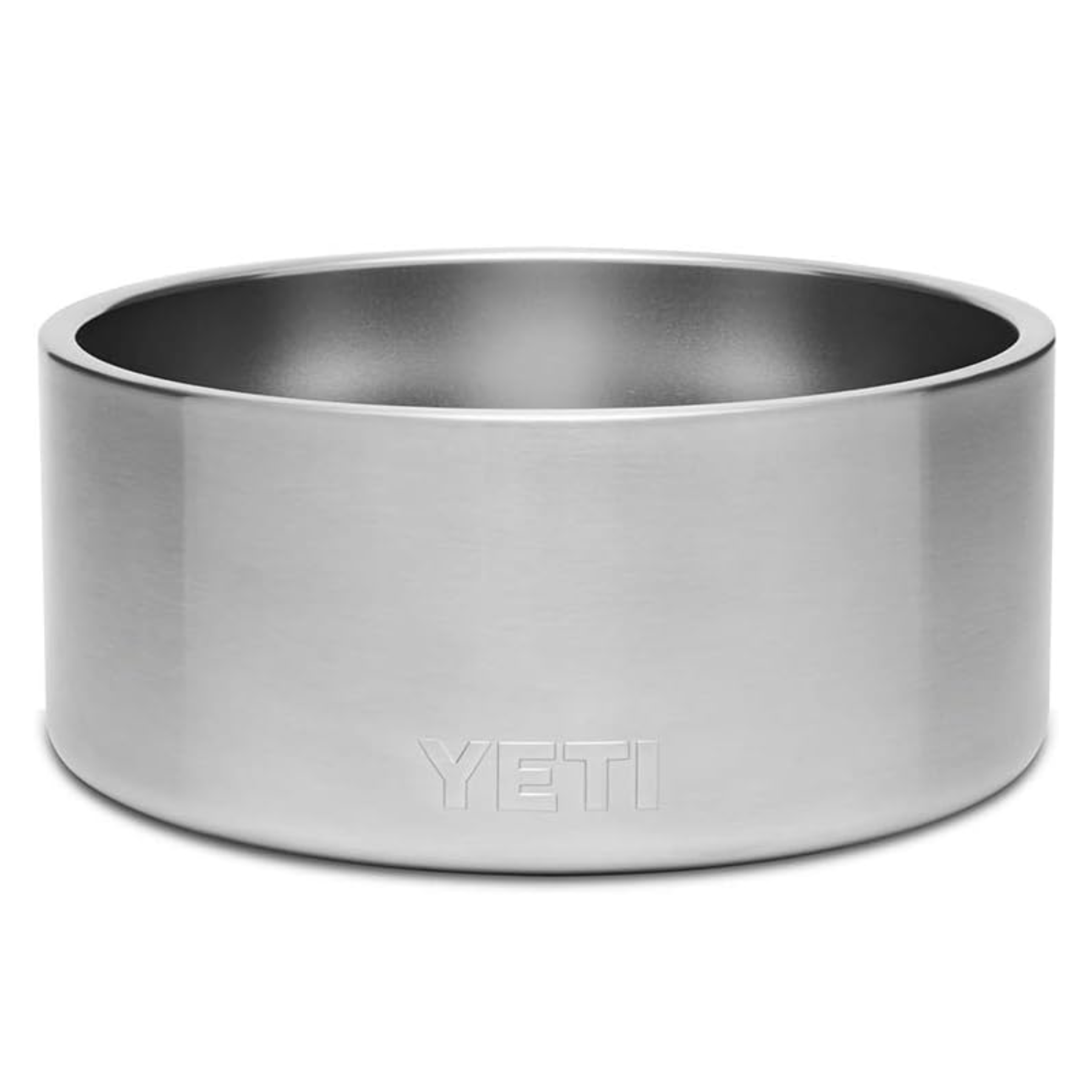 a silver yeti dog bowl