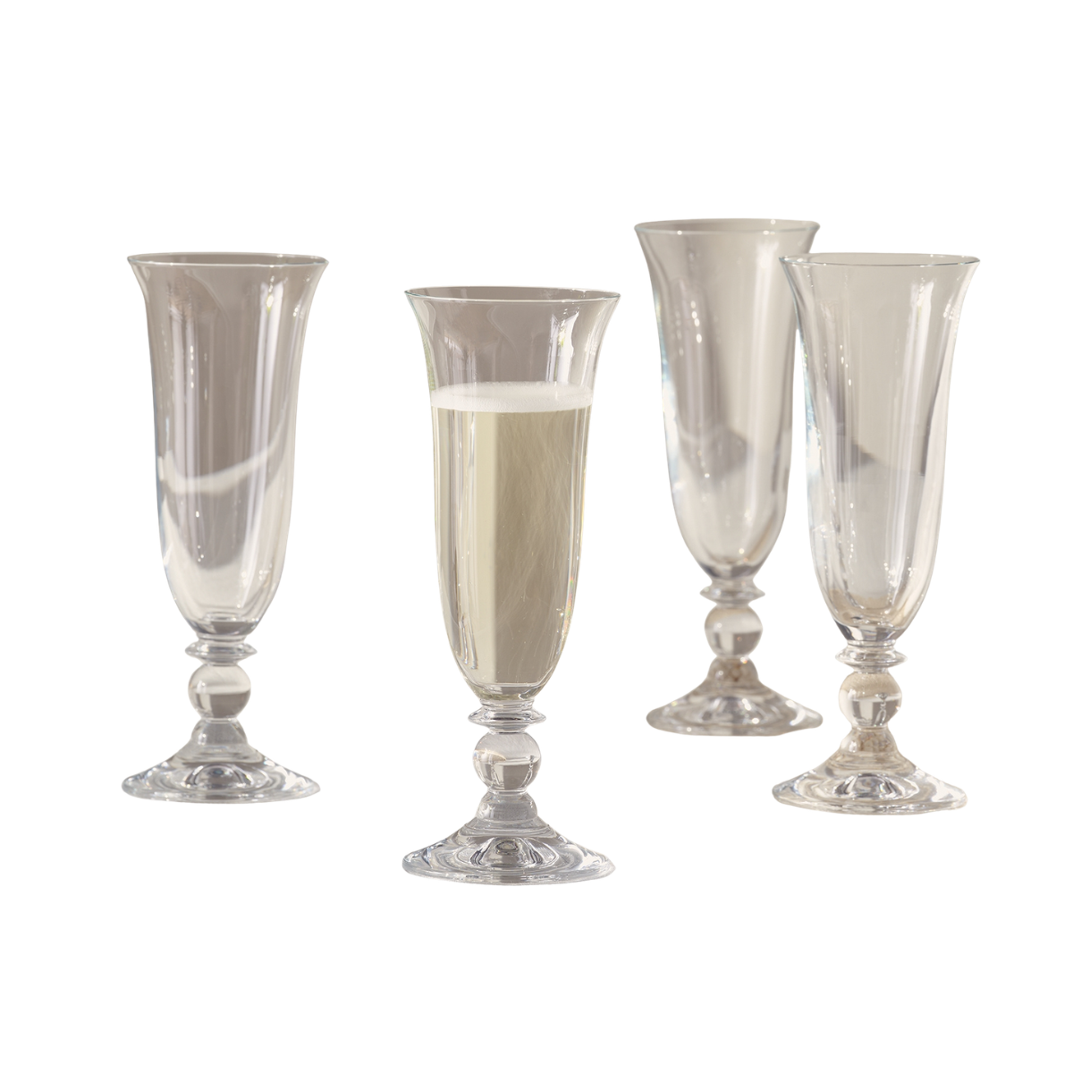 set of 4 clear glass flutes