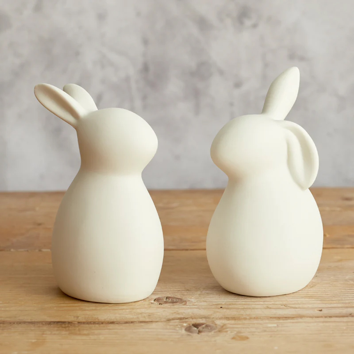 white ceramic bunnies