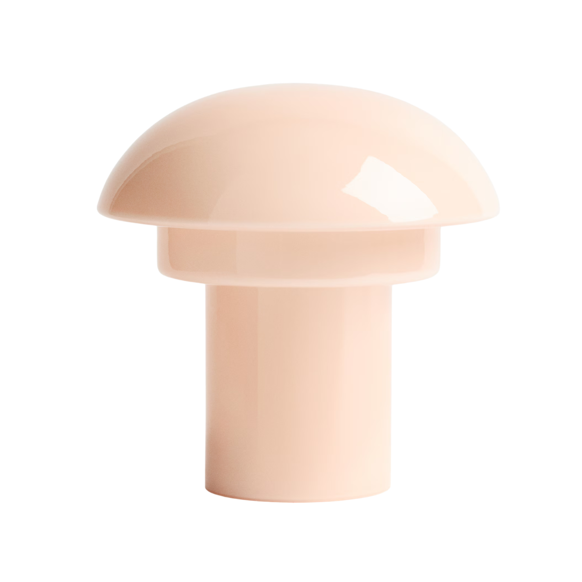 a pale peach pink glass dome style lamp