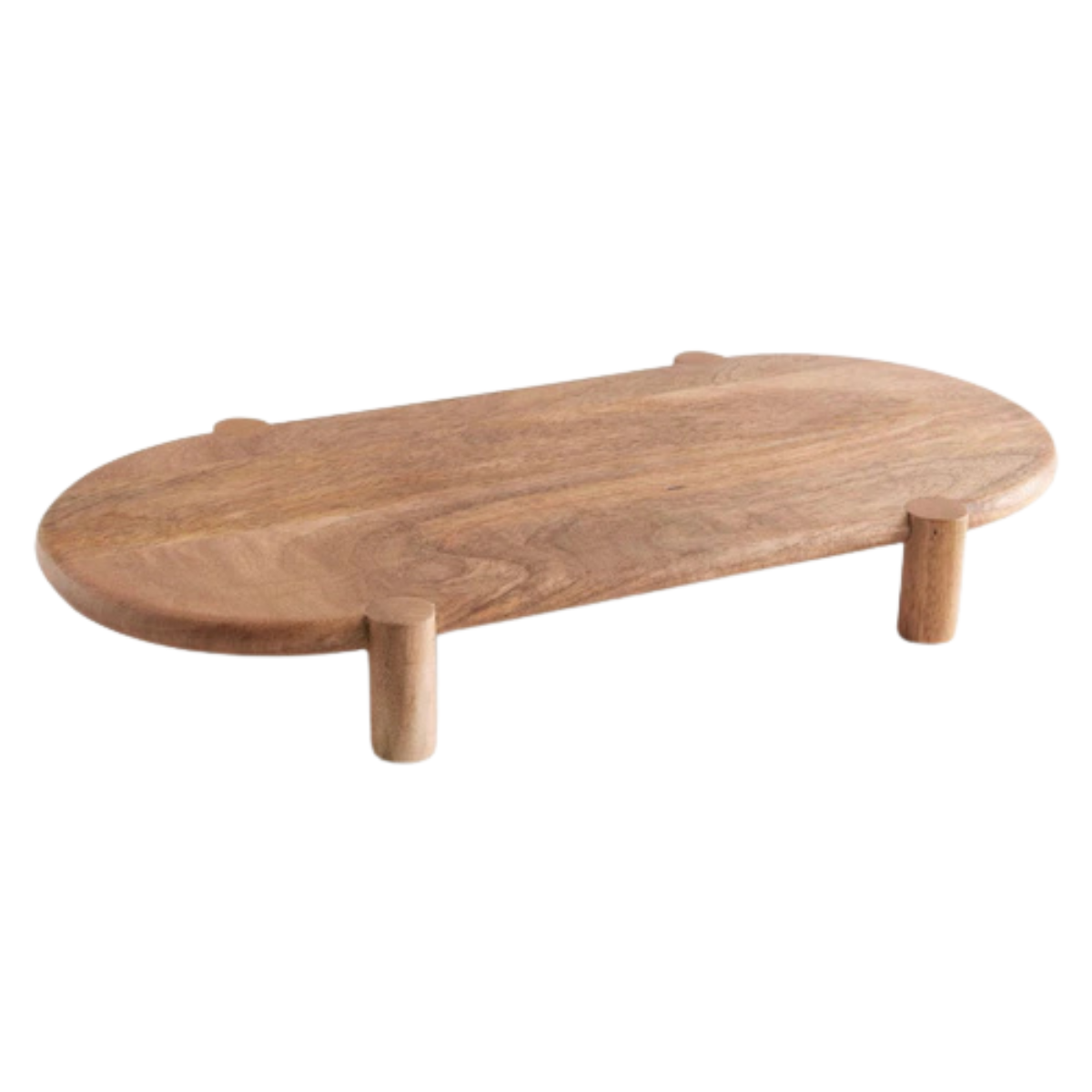 a wooden raised serving stand