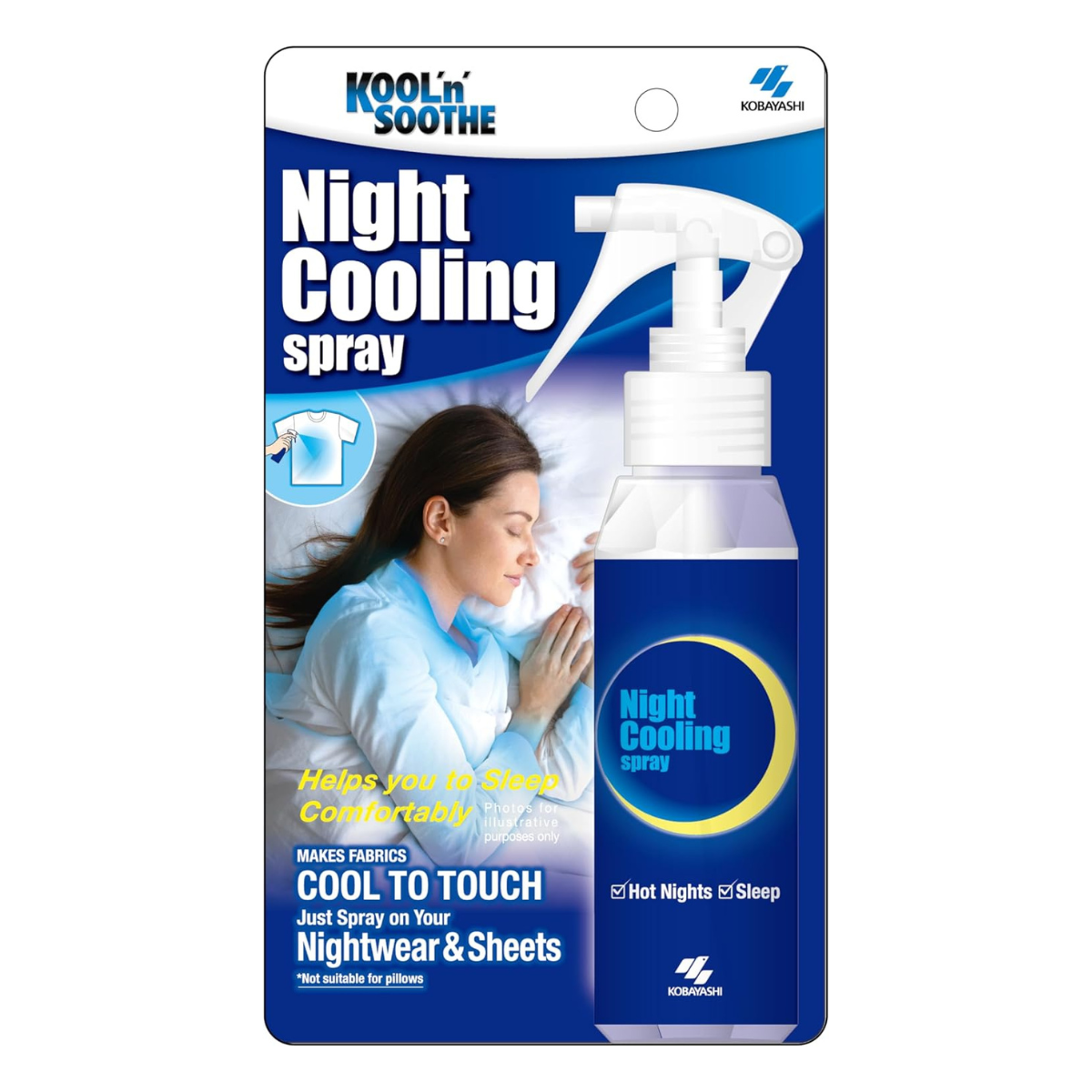 kool n soothe night cooling spray in the packaging