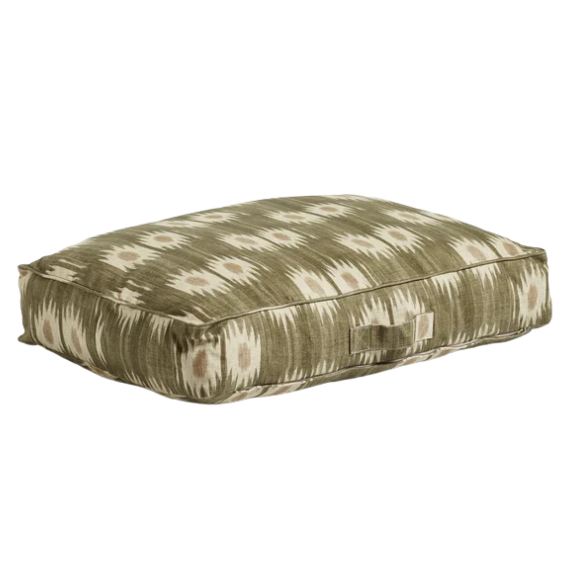 OLIVE GREEN AND WHITE PATTERNED DOG MATTRESS BED