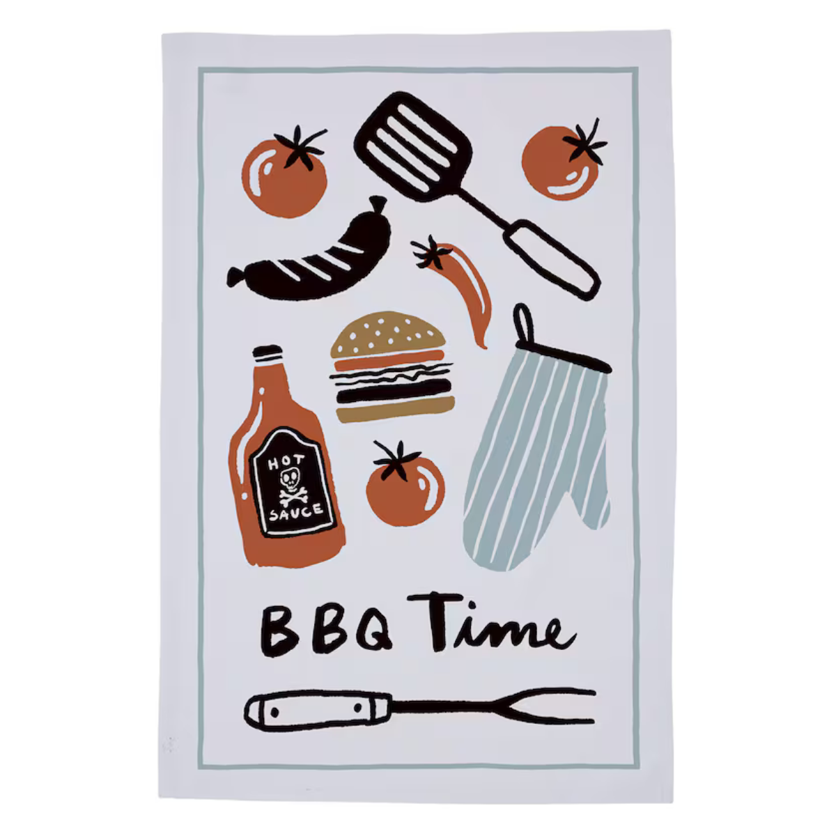 bbq illustrations tea towel