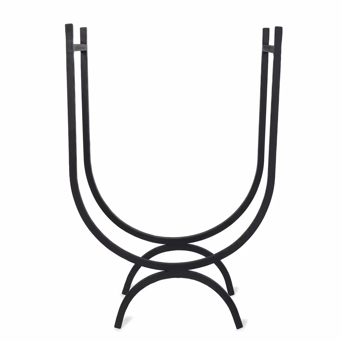 a black iron log holder