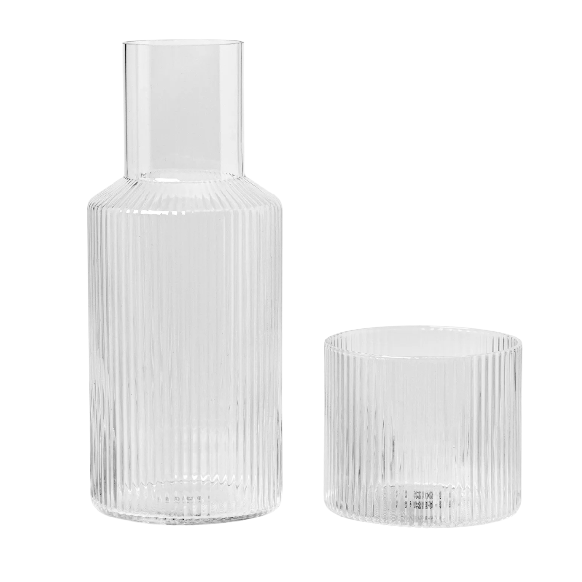 ribbed glass carafe and tumbler set