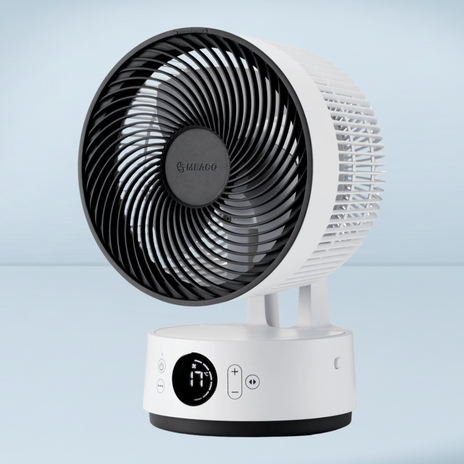 Black and white desk fan