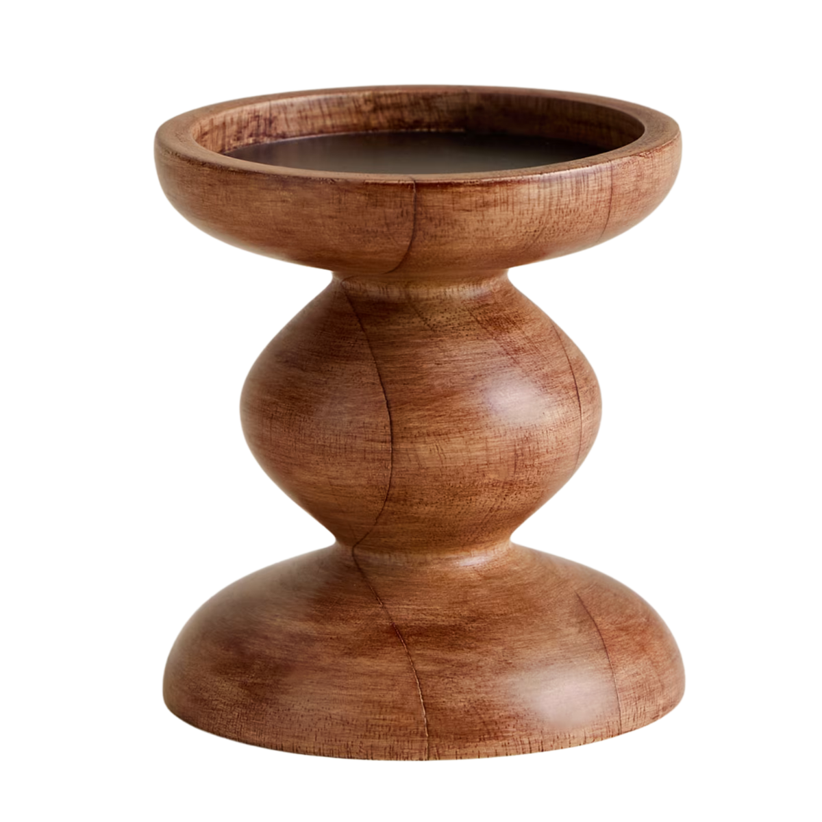wooden bobbin pillar candle holder