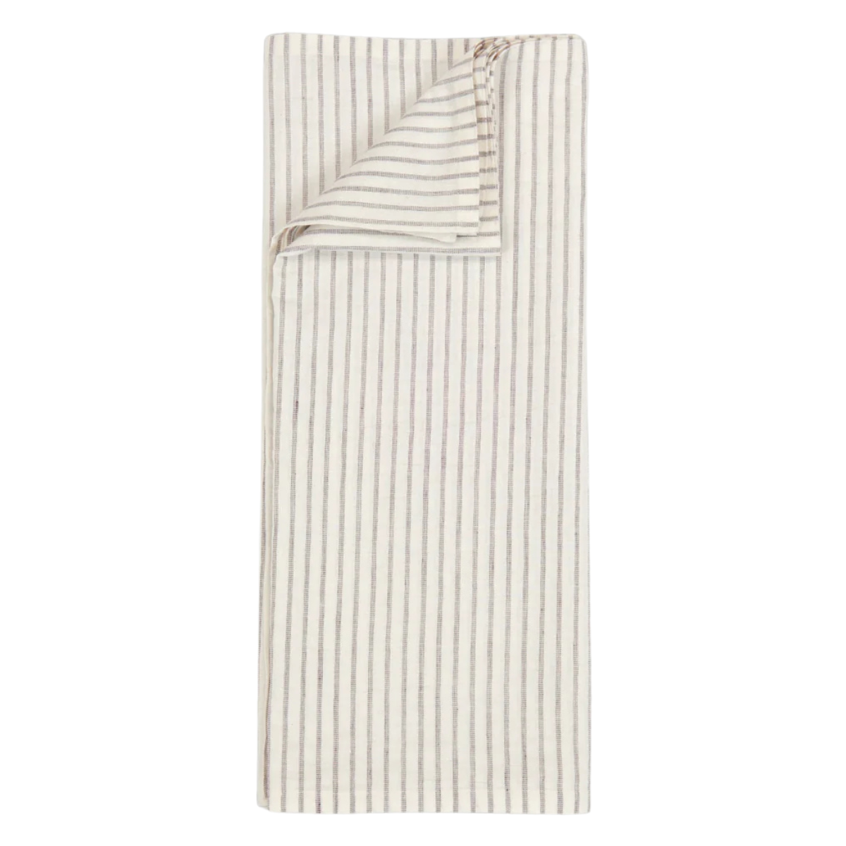 white and grey striped folded table runner