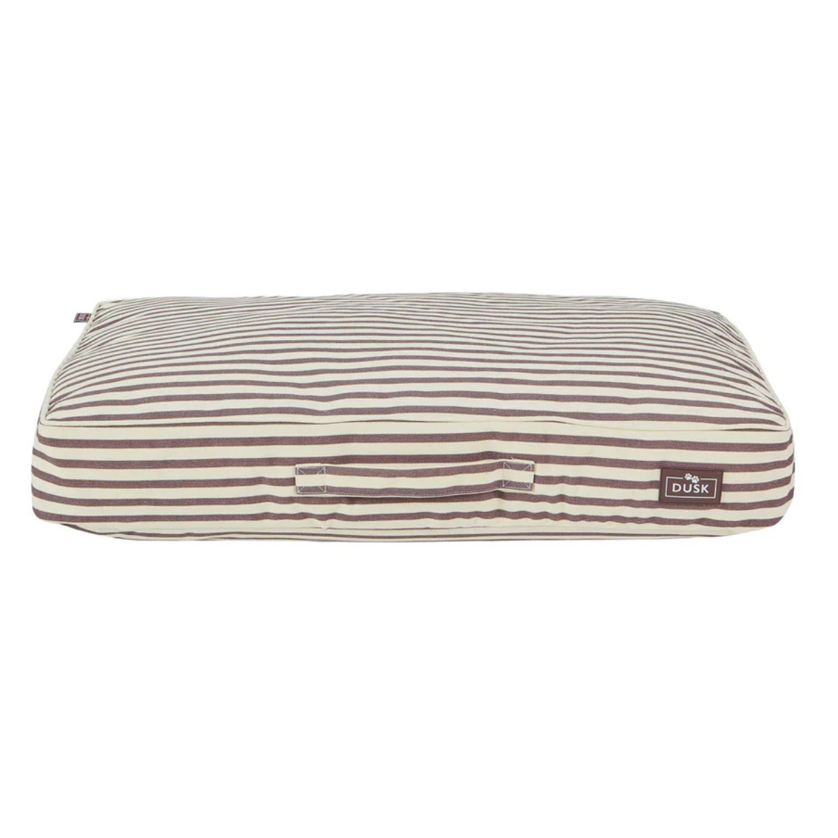 brown and white stripe dog mattress