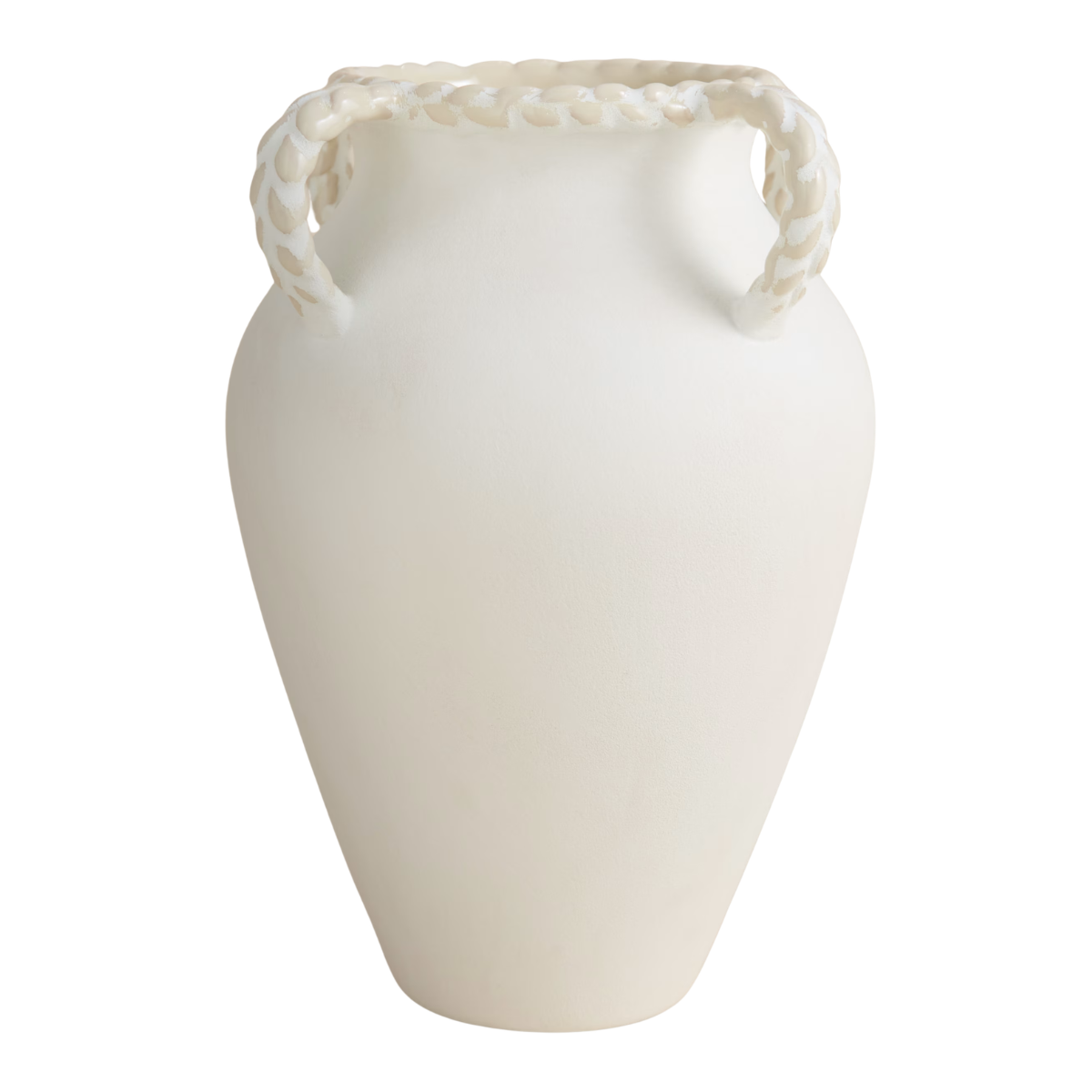 a cream vase with twisted handles