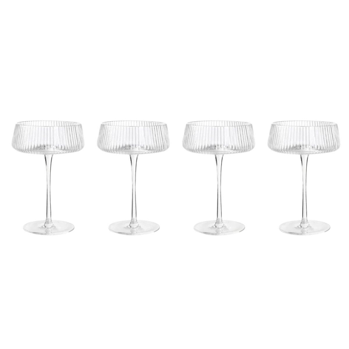 set of 4 ribbed coupe glasses