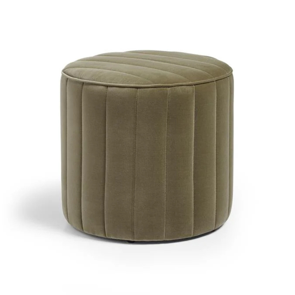 OLIVE GREEN RIBBED OTTOMAN STOOL