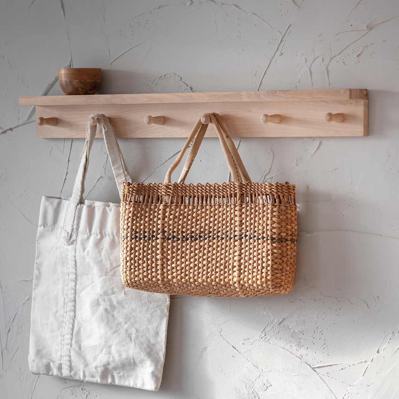 wooden peg rail