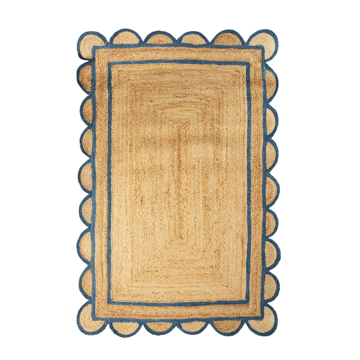 a jute rug with a scallop edge