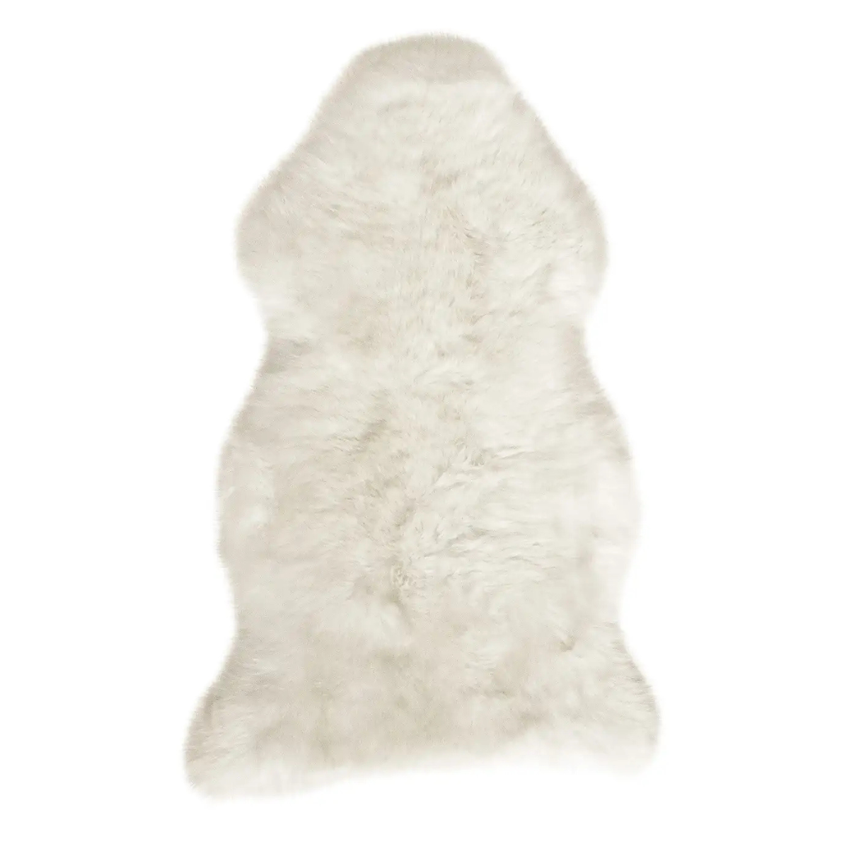 a small white fluffy sheepskin rug